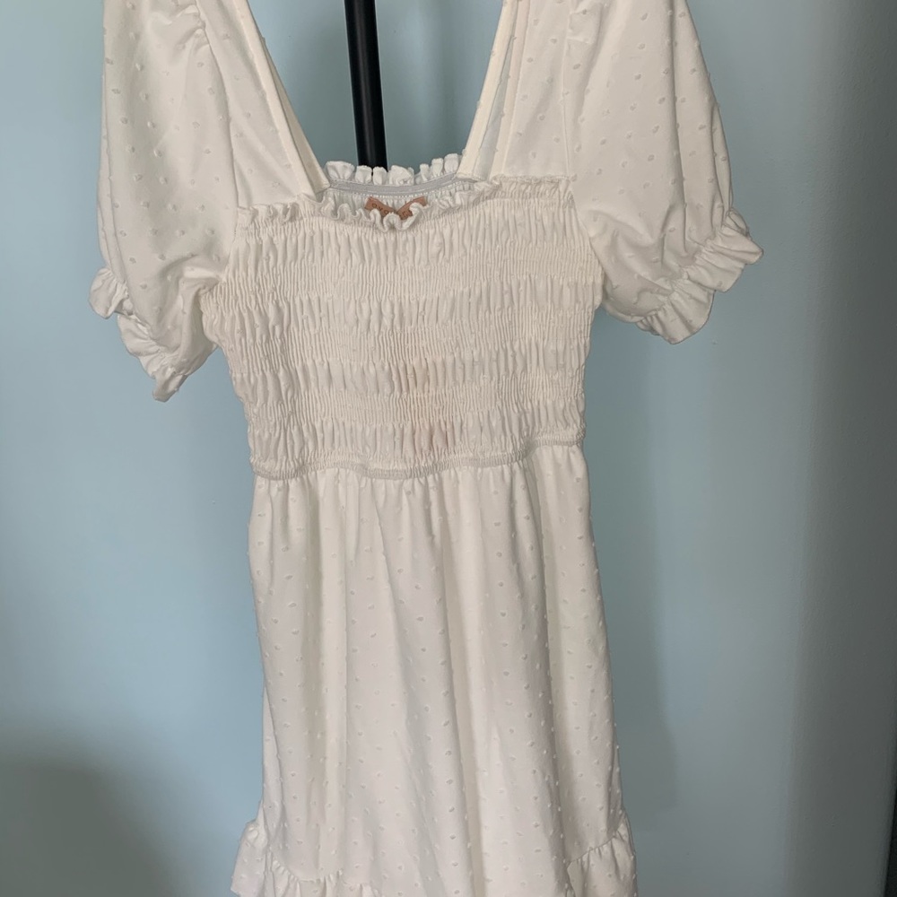 Evolutionary NWT Smocked Bodice Clip Dot Dress size L